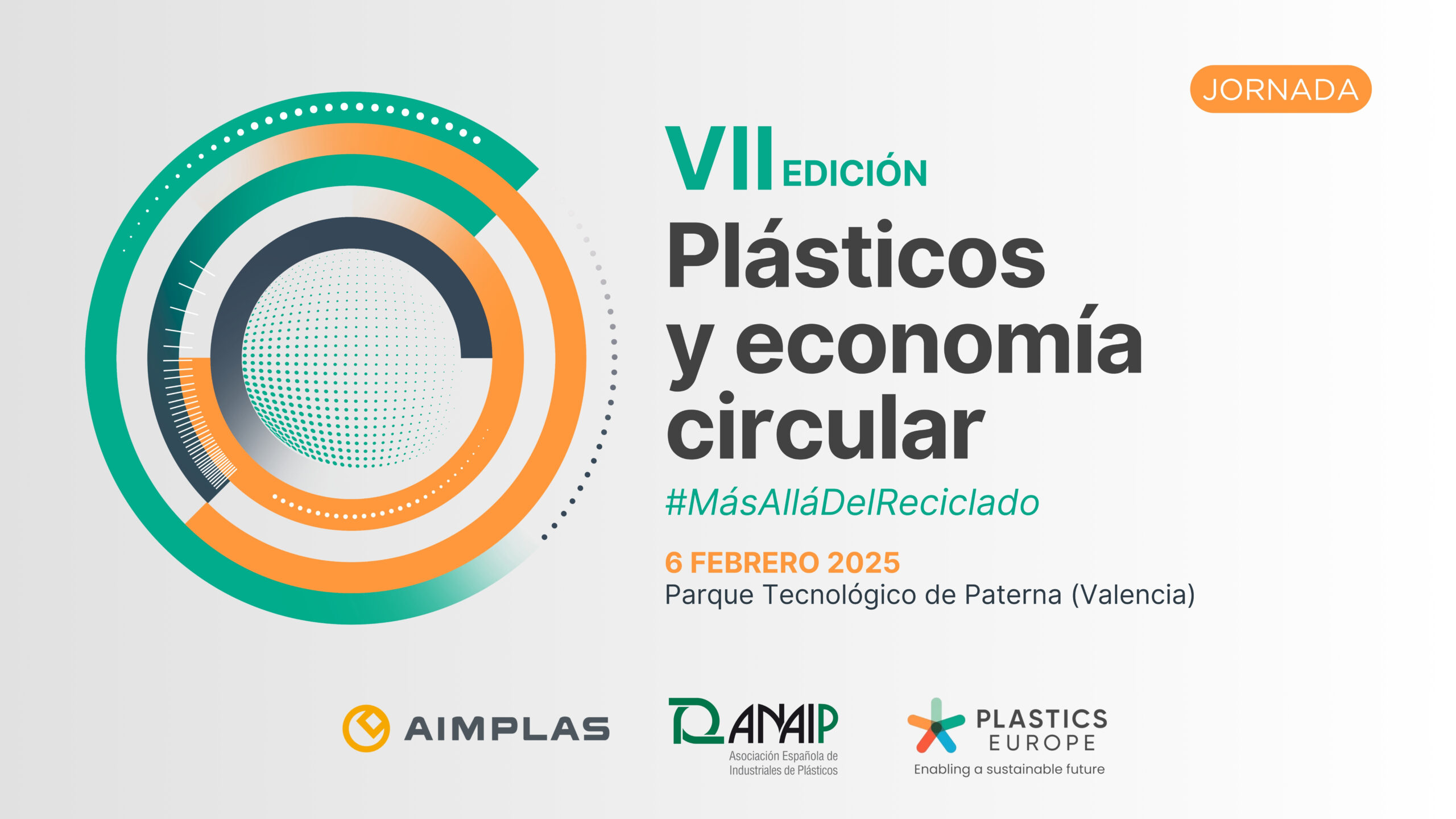 Banner de la VII edición de la jornada Plásticos y Economía Circular, que se celebra el 6 de febrero en Valencia.